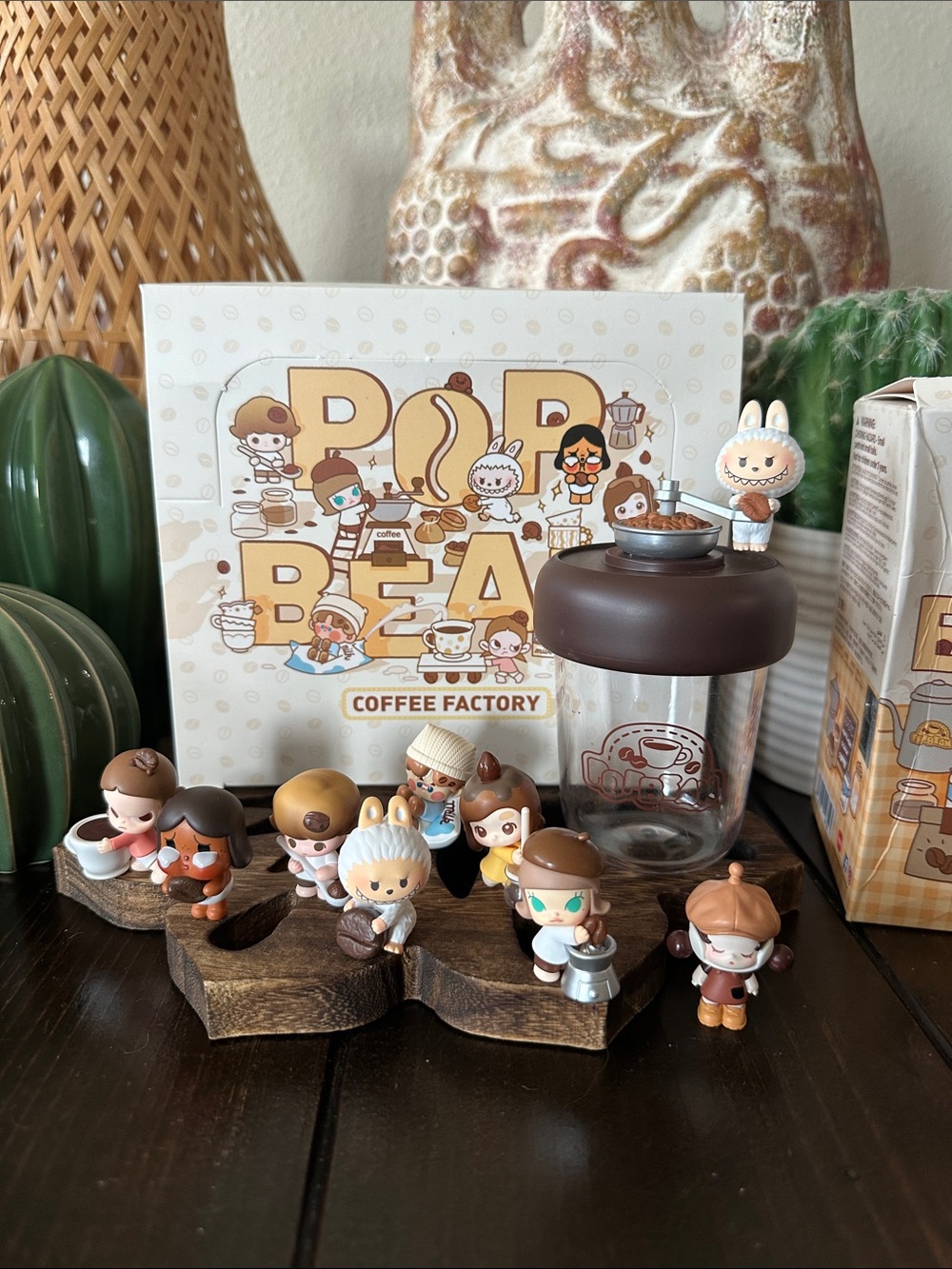 POP BEAR Coffee Factory Mini Figure Set with Glass/Plastic Canister